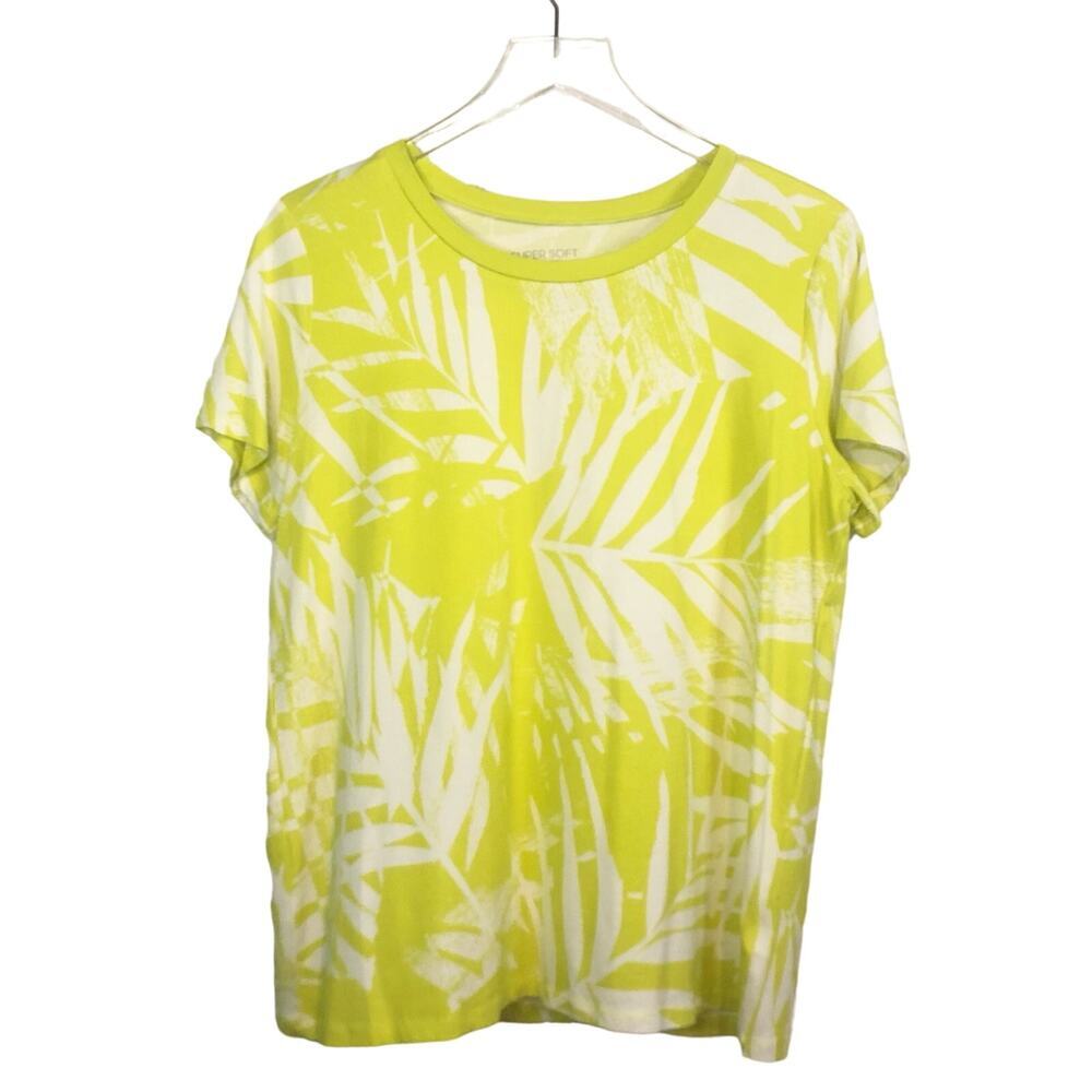 Torrid Size 0 U.S. Size Large Super Soft Tropical Palm Trees Bright Green Tshirt